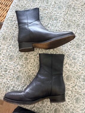 Free People Black Leather Ankle Boots